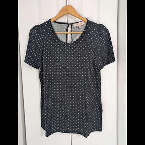 Philosophy NWT Women's Size Medium Blouse Black White Polkadots Shirt